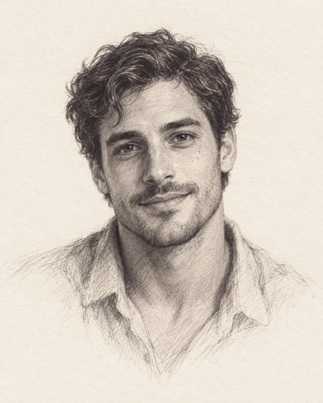 Illustrative AI-created graphite portrait
